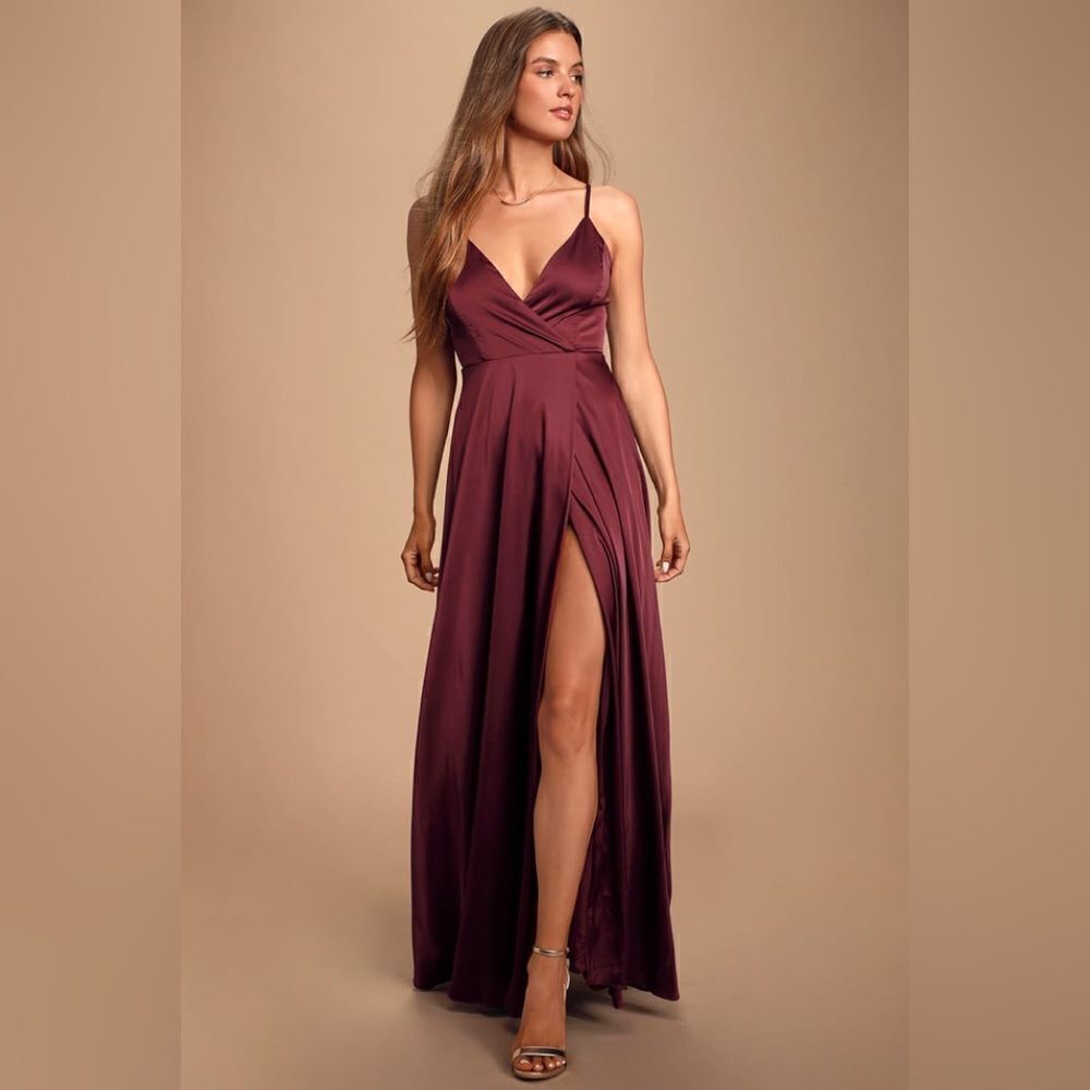 Lulu’s Ode To Love Satin Maxi Dress Size S NWT